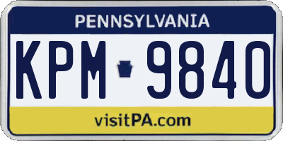 PA license plate KPM9840