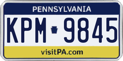 PA license plate KPM9845