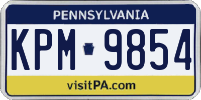 PA license plate KPM9854