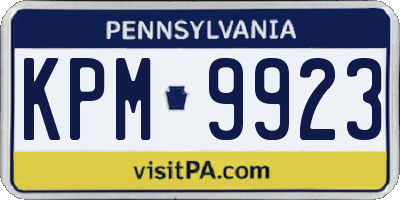 PA license plate KPM9923