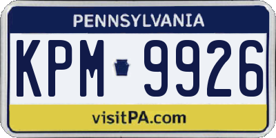 PA license plate KPM9926