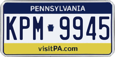 PA license plate KPM9945