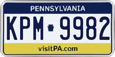 PA license plate KPM9982