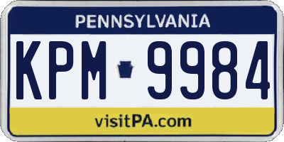 PA license plate KPM9984