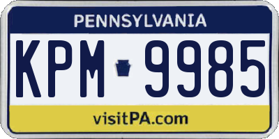 PA license plate KPM9985