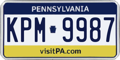 PA license plate KPM9987