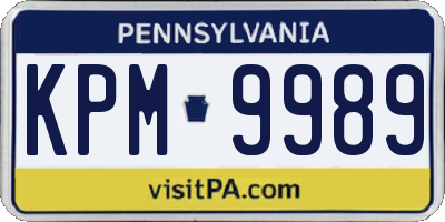PA license plate KPM9989