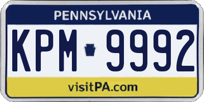 PA license plate KPM9992