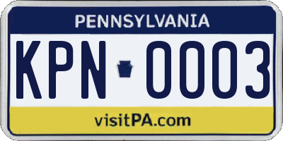 PA license plate KPN0003