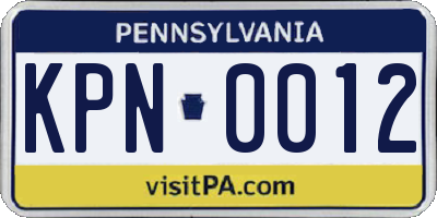 PA license plate KPN0012