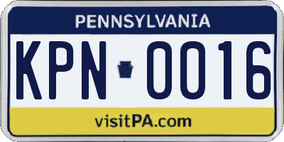 PA license plate KPN0016
