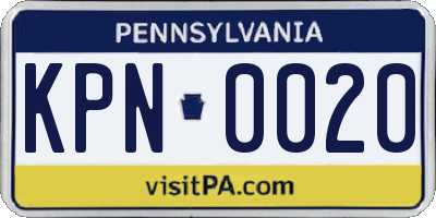 PA license plate KPN0020