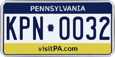 PA license plate KPN0032