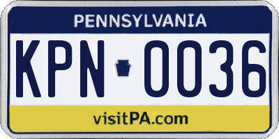 PA license plate KPN0036