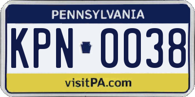 PA license plate KPN0038