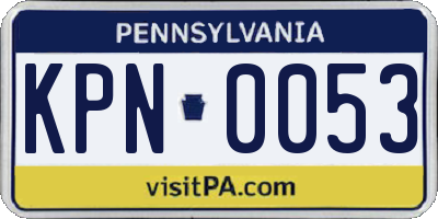 PA license plate KPN0053