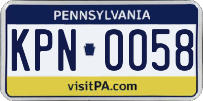 PA license plate KPN0058