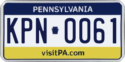 PA license plate KPN0061