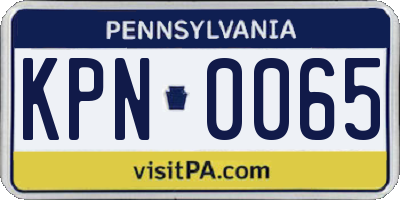 PA license plate KPN0065
