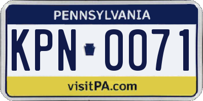 PA license plate KPN0071