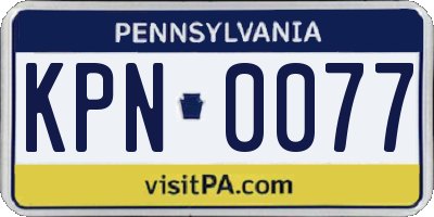 PA license plate KPN0077