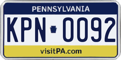 PA license plate KPN0092