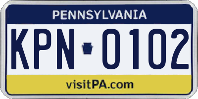 PA license plate KPN0102