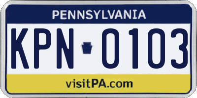 PA license plate KPN0103