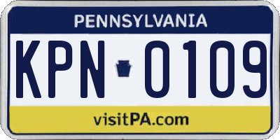 PA license plate KPN0109