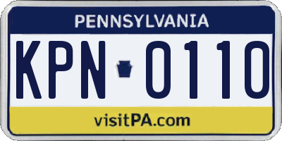 PA license plate KPN0110