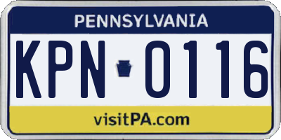 PA license plate KPN0116