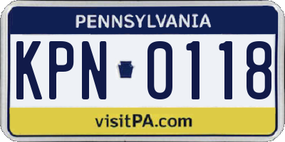 PA license plate KPN0118