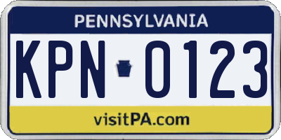 PA license plate KPN0123