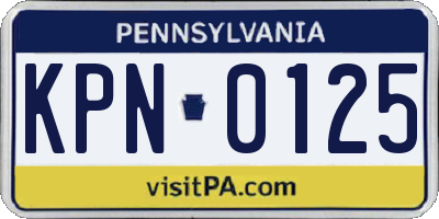 PA license plate KPN0125