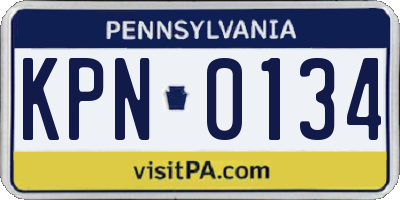 PA license plate KPN0134