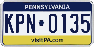PA license plate KPN0135