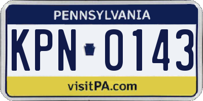 PA license plate KPN0143