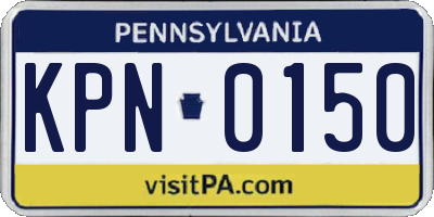 PA license plate KPN0150