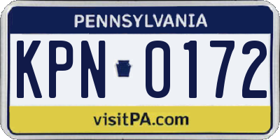 PA license plate KPN0172