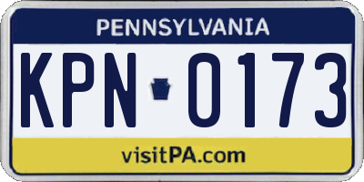 PA license plate KPN0173