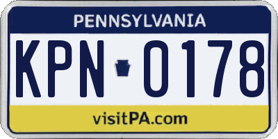 PA license plate KPN0178