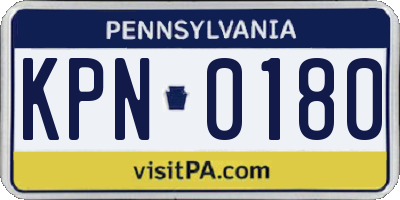 PA license plate KPN0180