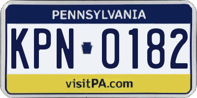 PA license plate KPN0182