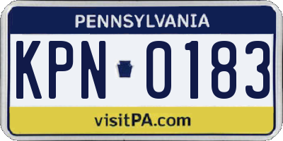 PA license plate KPN0183
