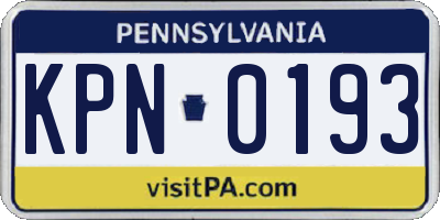 PA license plate KPN0193