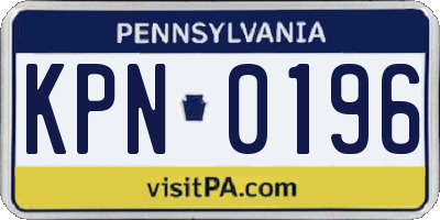 PA license plate KPN0196