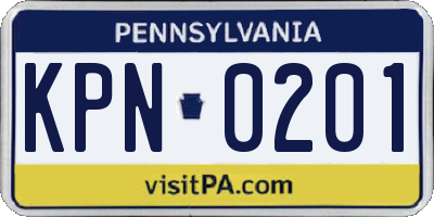 PA license plate KPN0201