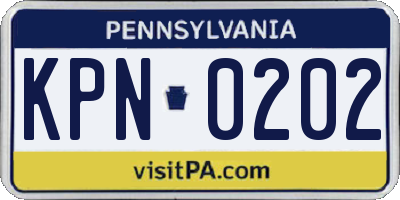 PA license plate KPN0202