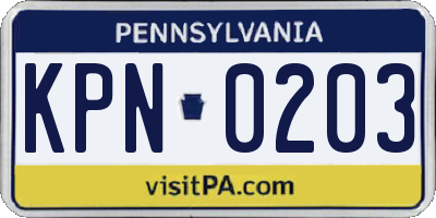 PA license plate KPN0203