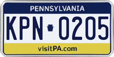 PA license plate KPN0205